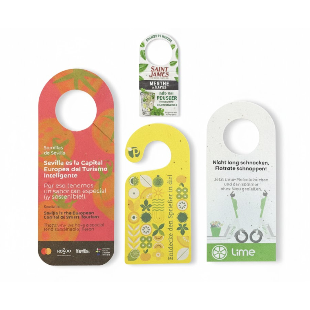 Seeded Paper Hangers (door and bottle)